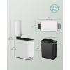 imageSONGMICS Bathroom Trash Can and Toilet Brush Set 13 Gallon Small Trash Bin with Lid Slim for Small Spaces Stainless Steel Garbage Can Soft Close Silver ULTB560E0501White