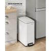 imageSONGMICS Bathroom Trash Can and Toilet Brush Set 13 Gallon Small Trash Bin with Lid Slim for Small Spaces Stainless Steel Garbage Can Soft Close Silver ULTB560E0501White
