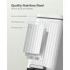 imageSONGMICS Bathroom Trash Can and Toilet Brush Set 13 Gallon Small Trash Bin with Lid Slim for Small Spaces Stainless Steel Garbage Can Soft Close Silver ULTB560E0501White