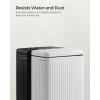 imageSONGMICS Bathroom Trash Can and Toilet Brush Set 13 Gallon Small Trash Bin with Lid Slim for Small Spaces Stainless Steel Garbage Can Soft Close Silver ULTB560E0501White