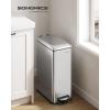 imageSONGMICS Bathroom Trash Can and Toilet Brush Set 13 Gallon Small Trash Bin with Lid Slim for Small Spaces Stainless Steel Garbage Can Soft Close Silver ULTB560E0501Silver