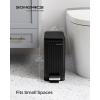 imageSONGMICS Bathroom Trash Can and Toilet Brush Set 13 Gallon Small Trash Bin with Lid Slim for Small Spaces Stainless Steel Garbage Can Soft Close Silver ULTB560E0501Black