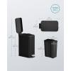 imageSONGMICS Bathroom Trash Can and Toilet Brush Set 13 Gallon Small Trash Bin with Lid Slim for Small Spaces Stainless Steel Garbage Can Soft Close Silver ULTB560E0501Black