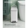 imageSONGMICS Bathroom Trash Can and Toilet Brush Set 13 Gallon Small Trash Bin with Lid Slim for Small Spaces Stainless Steel Garbage Can Soft Close Silver ULTB560E0501White