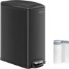 imageSONGMICS Bathroom Trash Can and Toilet Brush Set 13 Gallon Small Trash Bin with Lid Slim for Small Spaces Stainless Steel Garbage Can Soft Close Silver ULTB560E0501Black