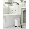 imageSONGMICS Bathroom Trash Can and Toilet Brush Set 13 Gallon Small Trash Bin with Lid Slim for Small Spaces Stainless Steel Garbage Can Soft Close Silver ULTB560E0501White
