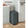 imageSONGMICS Bathroom Trash Can and Toilet Brush Set 13 Gallon Small Trash Bin with Lid Slim for Small Spaces Stainless Steel Garbage Can Soft Close Silver ULTB560E0501Charcoal Gray