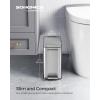 imageSONGMICS Bathroom Trash Can and Toilet Brush Set 13 Gallon Small Trash Bin with Lid Slim for Small Spaces Stainless Steel Garbage Can Soft Close Silver ULTB560E0501Black
