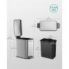 imageSONGMICS Bathroom Trash Can and Toilet Brush Set 13 Gallon Small Trash Bin with Lid Slim for Small Spaces Stainless Steel Garbage Can Soft Close Silver ULTB560E0501Silver