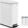 imageSONGMICS Bathroom Trash Can and Toilet Brush Set 13 Gallon Small Trash Bin with Lid Slim for Small Spaces Stainless Steel Garbage Can Soft Close Silver ULTB560E0501White