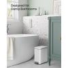 imageSONGMICS Bathroom Trash Can and Toilet Brush Set 13 Gallon Small Trash Bin with Lid Slim for Small Spaces Stainless Steel Garbage Can Soft Close Silver ULTB560E0501White