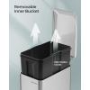 imageSONGMICS Bathroom Trash Can and Toilet Brush Set 13 Gallon Small Trash Bin with Lid Slim for Small Spaces Stainless Steel Garbage Can Soft Close Silver ULTB560E0501Silver