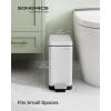 imageSONGMICS Bathroom Trash Can and Toilet Brush Set 13 Gallon Small Trash Bin with Lid Slim for Small Spaces Stainless Steel Garbage Can Soft Close Silver ULTB560E0501White
