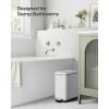 imageSONGMICS Bathroom Trash Can and Toilet Brush Set 13 Gallon Small Trash Bin with Lid Slim for Small Spaces Stainless Steel Garbage Can Soft Close Silver ULTB560E0501White