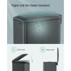 imageSONGMICS Bathroom Trash Can and Toilet Brush Set 13 Gallon Small Trash Bin with Lid Slim for Small Spaces Stainless Steel Garbage Can Soft Close Silver ULTB560E0501Charcoal Gray