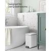 imageSONGMICS Bathroom Trash Can and Toilet Brush Set 13 Gallon Small Trash Bin with Lid Slim for Small Spaces Stainless Steel Garbage Can Soft Close Silver ULTB560E0501White