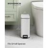 imageSONGMICS Bathroom Trash Can and Toilet Brush Set 13 Gallon Small Trash Bin with Lid Slim for Small Spaces Stainless Steel Garbage Can Soft Close Silver ULTB560E0501White