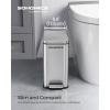 imageSONGMICS Bathroom Trash Can and Toilet Brush Set 13 Gallon Small Trash Bin with Lid Slim for Small Spaces Stainless Steel Garbage Can Soft Close Silver ULTB560E0501Silver
