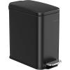 imageSONGMICS Bathroom Trash Can and Toilet Brush Set 13 Gallon Small Trash Bin with Lid Slim for Small Spaces Stainless Steel Garbage Can Soft Close Silver ULTB560E0501Black