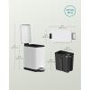 imageSONGMICS Bathroom Trash Can and Toilet Brush Set 13 Gallon Small Trash Bin with Lid Slim for Small Spaces Stainless Steel Garbage Can Soft Close Silver ULTB560E0501White