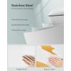 imageSONGMICS Bathroom Trash Can and Toilet Brush Set 13 Gallon Small Trash Bin with Lid Slim for Small Spaces Stainless Steel Garbage Can Soft Close Silver ULTB560E0501White