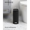 imageSONGMICS Bathroom Trash Can and Toilet Brush Set 13 Gallon Small Trash Bin with Lid Slim for Small Spaces Stainless Steel Garbage Can Soft Close Silver ULTB560E0501Black