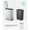 imageSONGMICS Bathroom Trash Can and Toilet Brush Set 13 Gallon Small Trash Bin with Lid Slim for Small Spaces Stainless Steel Garbage Can Soft Close Silver ULTB560E0501Silver