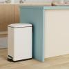 imageSONGMICS Bathroom Trash Can and Toilet Brush Set 13 Gallon Small Trash Bin with Lid Slim for Small Spaces Stainless Steel Garbage Can Soft Close Silver ULTB560E0501White