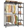 imageSONGMICS Clothes Rack Freestanding Wardrobe Closet Metal Clothing Racks HeavyDuty Garment Rack with Adjustable Shelves Hanging Rods Dividable 158 x 472 x 709 Inches Ink Black ULGR423B01Ink Black