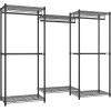 imageSONGMICS Clothes Rack Freestanding Wardrobe Closet Metal Clothing Racks HeavyDuty Garment Rack with Adjustable Shelves Hanging Rods Dividable 158 x 472 x 709 Inches Ink Black ULGR423B01Ink Black