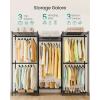 imageSONGMICS Clothes Rack Freestanding Wardrobe Closet Metal Clothing Racks HeavyDuty Garment Rack with Adjustable Shelves Hanging Rods Dividable 158 x 472 x 709 Inches Ink Black ULGR423B01Ink Black