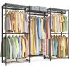 imageSONGMICS Clothes Rack Freestanding Wardrobe Closet Metal Clothing Racks HeavyDuty Garment Rack with Adjustable Shelves Hanging Rods Dividable 158 x 472 x 709 Inches Ink Black ULGR423B01Ink Black