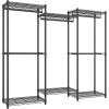 imageSONGMICS Clothes Rack Freestanding Wardrobe Closet Metal Clothing Racks HeavyDuty Garment Rack with Adjustable Shelves Hanging Rods Dividable 158 x 472 x 709 Inches Ink Black ULGR423B01Ink Black