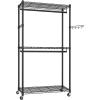 imageSONGMICS Clothing Rack HeavyDuty Garment Rack with Adjustable Storage Shelves and Hanging Rails Hooks Freestanding Portable Wardrobe Closet Rack Ink Black ULGR436B01354W x 783H