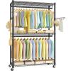 imageSONGMICS Clothing Rack HeavyDuty Garment Rack with Adjustable Storage Shelves and Hanging Rails Hooks Freestanding Portable Wardrobe Closet Rack Ink Black ULGR436B01433w X 783h