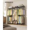 imageSONGMICS Clothing Rack HeavyDuty Garment Rack with Adjustable Storage Shelves and Hanging Rails Hooks Freestanding Portable Wardrobe Closet Rack Ink Black ULGR436B01709W x 705H