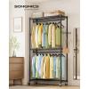 imageSONGMICS Clothing Rack HeavyDuty Garment Rack with Adjustable Storage Shelves and Hanging Rails Hooks Freestanding Portable Wardrobe Closet Rack Ink Black ULGR436B01354W x 783H