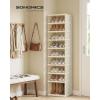imageSONGMICS Foldble Shoe Storage Organizer for Closet Stackable Sneaker Cabinet with Magnetic Door Large Plastic Container Bins for Living Room Entryway 9Tier for 18 Pairs Cream White ULSP918WD01Cream White