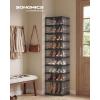 imageSONGMICS Foldble Shoe Storage Organizer for Closet Stackable Sneaker Cabinet with Magnetic Door Large Plastic Container Bins for Living Room Entryway 9Tier for 18 Pairs Cream White ULSP918WD01Transparent  Ink Black