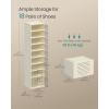 imageSONGMICS Foldble Shoe Storage Organizer for Closet Stackable Sneaker Cabinet with Magnetic Door Large Plastic Container Bins for Living Room Entryway 9Tier for 18 Pairs Cream White ULSP918WD01Cream White
