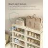 imageSONGMICS Foldble Shoe Storage Organizer for Closet Stackable Sneaker Cabinet with Magnetic Door Large Plastic Container Bins for Living Room Entryway 9Tier for 18 Pairs Cream White ULSP918WD01Cream White