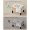 imageSONGMICS Foot Stool Small Teddy Fleece Footstool Ottoman with Thick Cushion and Legs for Living Room Bedroom Entryway 330 lb Weight Capacity Cream White and Ink Black ULOM503WD01Cream White