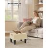 imageSONGMICS Foot Stool Small Teddy Fleece Footstool Ottoman with Thick Cushion and Legs for Living Room Bedroom Entryway 330 lb Weight Capacity Cream White and Ink Black ULOM503WD01Summer Sand  Ink Black