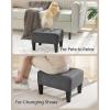 imageSONGMICS Foot Stool Small Teddy Fleece Footstool Ottoman with Thick Cushion and Legs for Living Room Bedroom Entryway 330 lb Weight Capacity Cream White and Ink Black ULOM503WD01Dark Gray