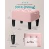 imageSONGMICS Foot Stool Small Teddy Fleece Footstool Ottoman with Thick Cushion and Legs for Living Room Bedroom Entryway 330 lb Weight Capacity Cream White and Ink Black ULOM503WD01Jelly Pink