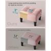imageSONGMICS Foot Stool Small Teddy Fleece Footstool Ottoman with Thick Cushion and Legs for Living Room Bedroom Entryway 330 lb Weight Capacity Cream White and Ink Black ULOM503WD01Jelly Pink