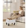 imageSONGMICS Foot Stool Small Teddy Fleece Footstool Ottoman with Thick Cushion and Legs for Living Room Bedroom Entryway 330 lb Weight Capacity Cream White and Ink Black ULOM503WD01Cream White  Ink Black