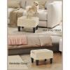 imageSONGMICS Foot Stool Small Teddy Fleece Footstool Ottoman with Thick Cushion and Legs for Living Room Bedroom Entryway 330 lb Weight Capacity Cream White and Ink Black ULOM503WD01Summer Sand  Ink Black