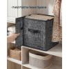 imageSONGMICS HOME Foldable Storage Cubes Set of 8 Fabric Shelf Organizer Bins with Handles Closet Storage Boxes for Clothes 12 x 12 x 12 Inches GrayBlack