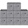 imageSONGMICS HOME Foldable Storage Cubes Set of 8 Fabric Shelf Organizer Bins with Handles Closet Storage Boxes for Clothes 12 x 12 x 12 Inches GrayGray